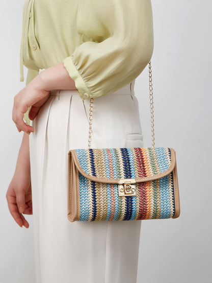 Sac Bandoulière Arc-en-Ciel – Style Tressé & Tendance